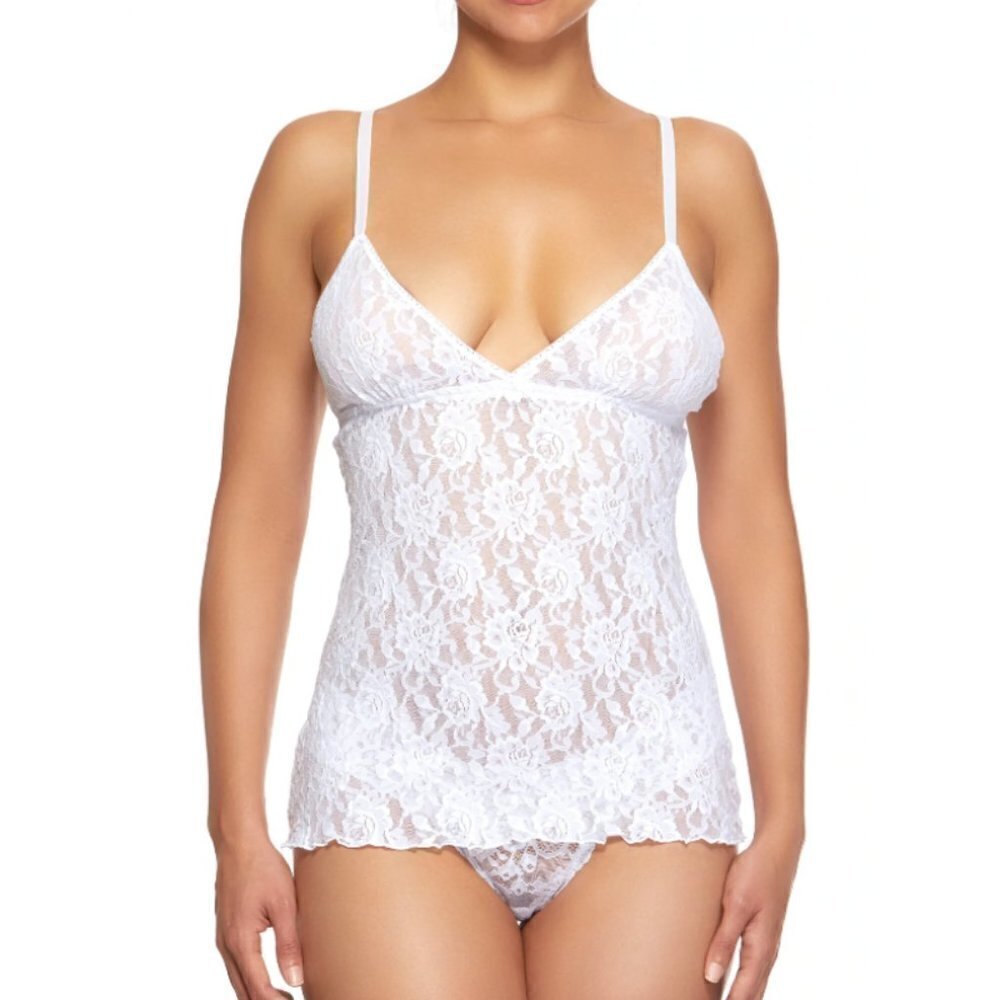 💕HANKY PANKY💕 Signature Lace Padded V-Front Cami Tank Top ~ White Medium M NWT